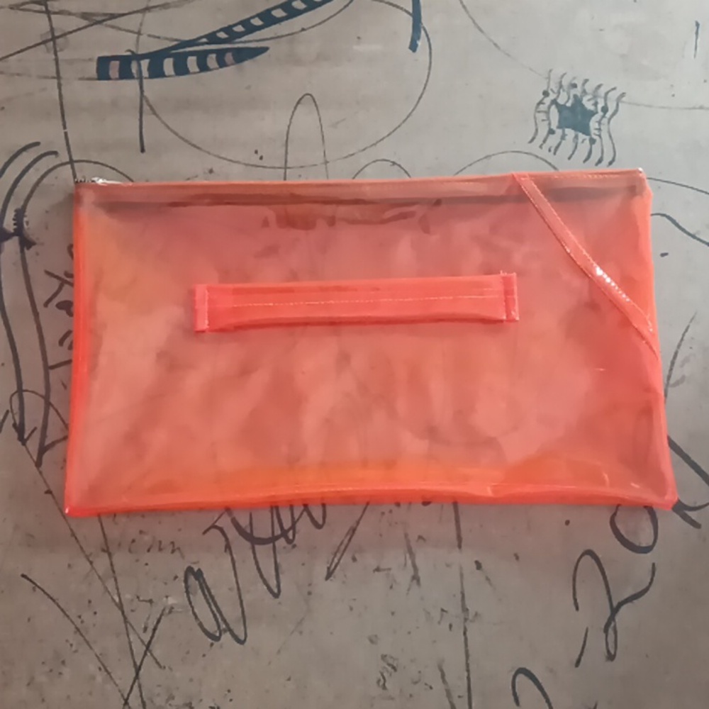 Neon orange clutch w/ strap